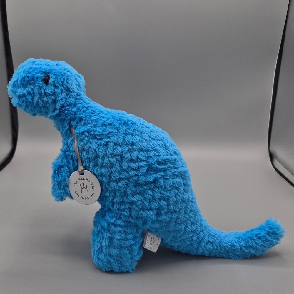 Manhattan Toy Company Blue Shaggy Dinosaur T-Rex Plush Stuffed Animal 154890EJ